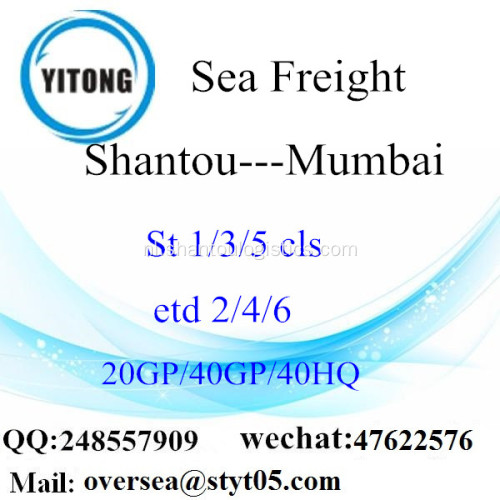 Shantou poort zeevracht verzending naar Mumbai